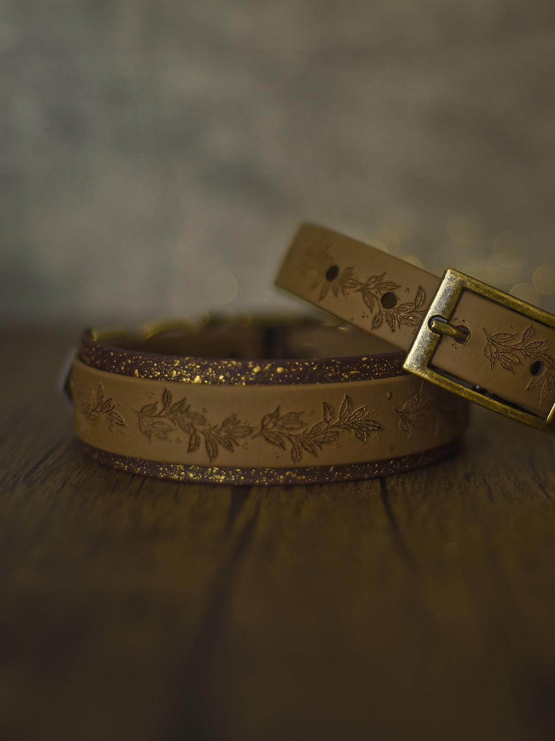 Woodland Charm (Coyote) - Embossed Hound Collar