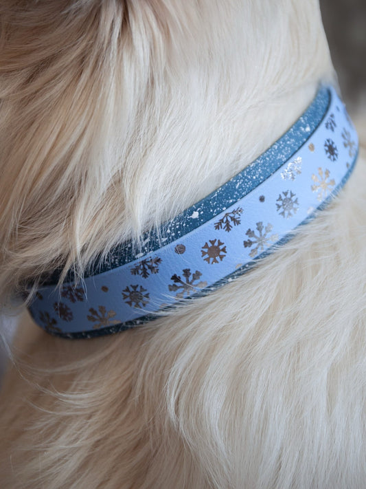 A Sprinkling of Snow - Embossed Hound Collar