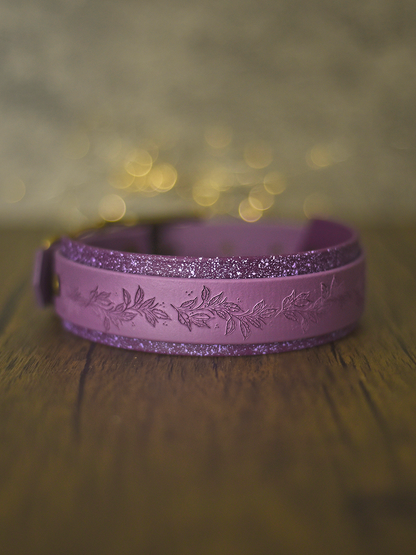 Woodland Charm (Mauve) - Embossed Hound Collar