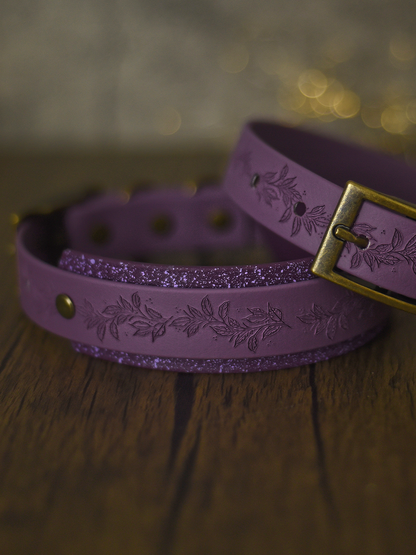Woodland Charm (Mauve) - Embossed Hound Collar
