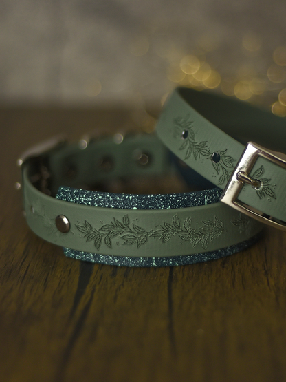 Woodland Charm (Moss) - Embossed Hound Collar