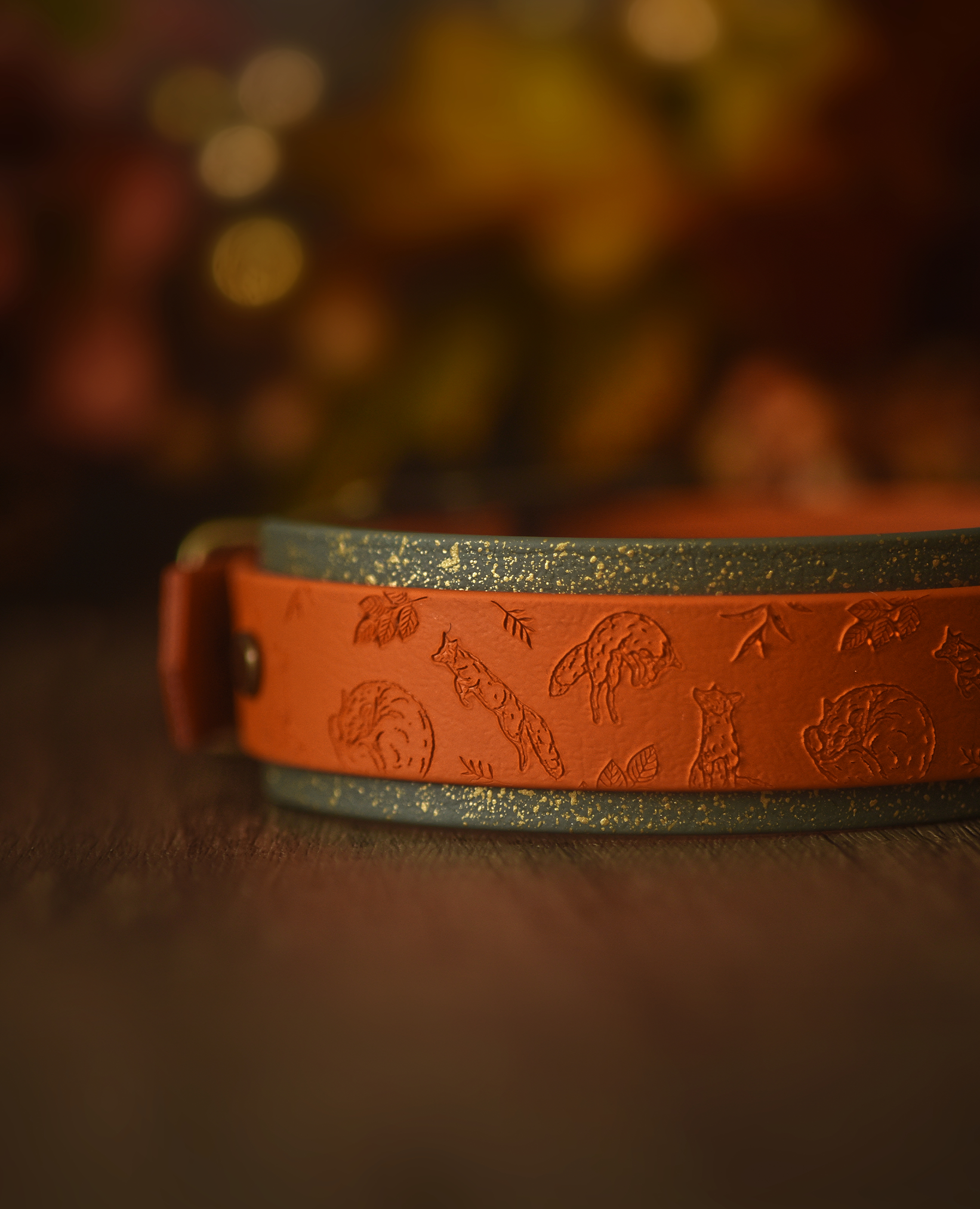 Foxes Glade Embossed Hound Collar | Woodland Fox Dog Collar UK – Woof ...
