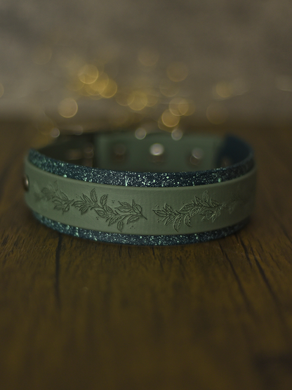 Woodland Charm (Moss) - Embossed Hound Collar