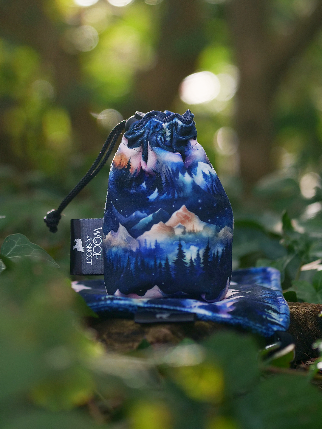 blue dog treat pouch nightfall mountain design waterproof dog training treat bag UK